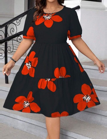 Rochie midi Shein Curve+, mix culori