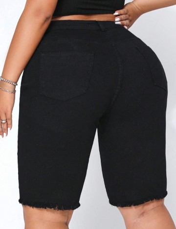 Pantaloni scurți de blugi Shein Curve+, negru