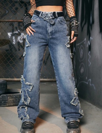 Jeans Shein Romwe, albastru