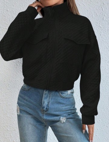 Hanorac Cu Fermoar Shein, negru