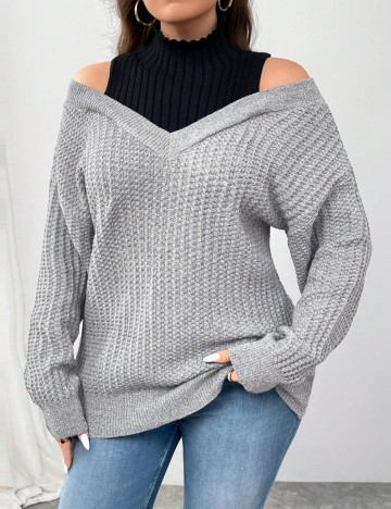 Pulover Shein Curve+, mix culori