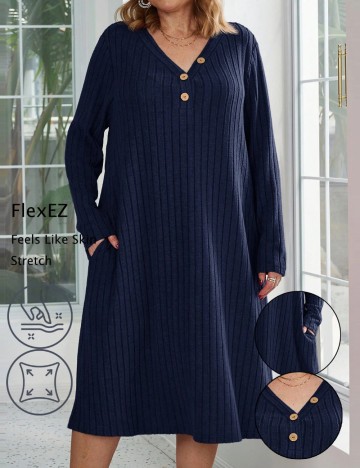 Rochie midi Shein Curve+ Emery Rose, albastru