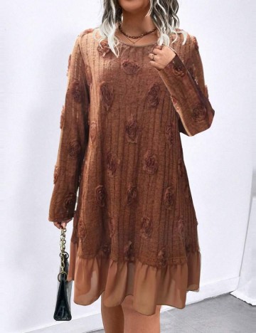 Rochie midi Shein Curve+, cărămiziu