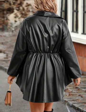 Jachetă imitație de piele Shein Curve+, negru