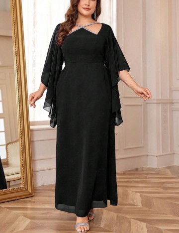 Rochie maxi Shein Curve+, negru