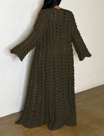 Cardigan lung Shein Curve+, verde