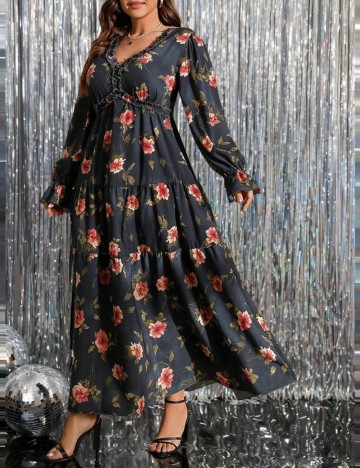 Rochie maxi Shein Curve+, mix culori
