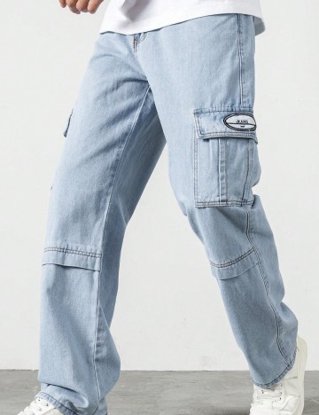 Jeans Shein MANFINITY, albastru