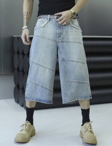 Jeans 3/4 Shein MANFINITY, albastru