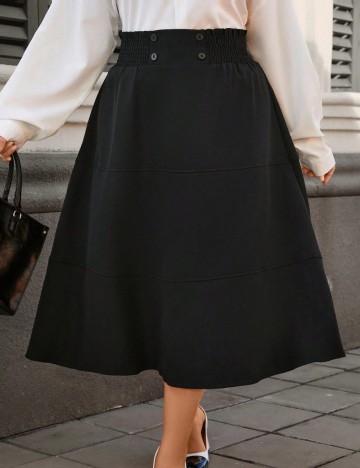 Fustă midi Shein Curve+, negru