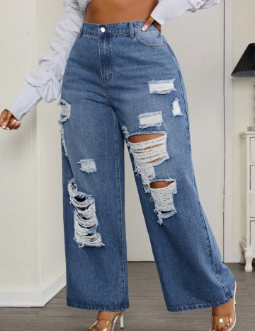 Jeans Shein Curve+, albastru