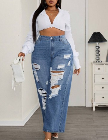 Jeans Shein Curve+, albastru