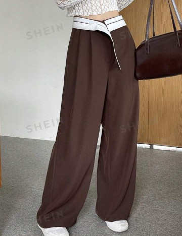 Pantaloni Shein DAZY, maro