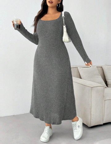 Rochie maxi Shein Curve+, gri