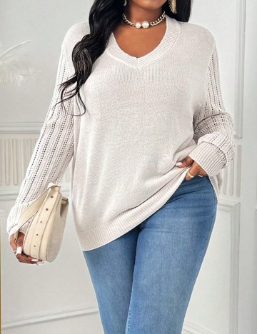 Pulover Shein Curve+, crem