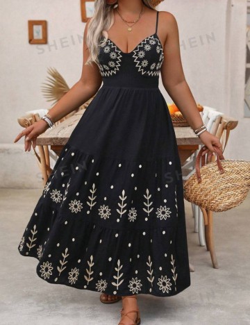 Rochie maxi Shein Curve+, negru