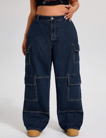 Jeans Shein Curve+, albastru
