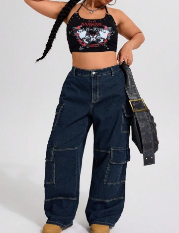 Jeans Shein Curve+, albastru