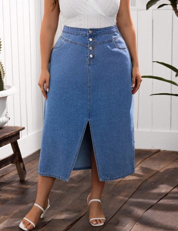 Fustă de blugi Shein Curve+, albastru