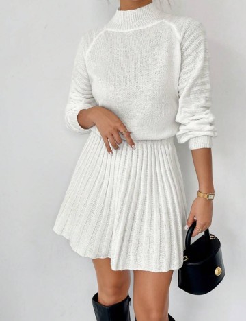 Rochie tricotată Shein, alb