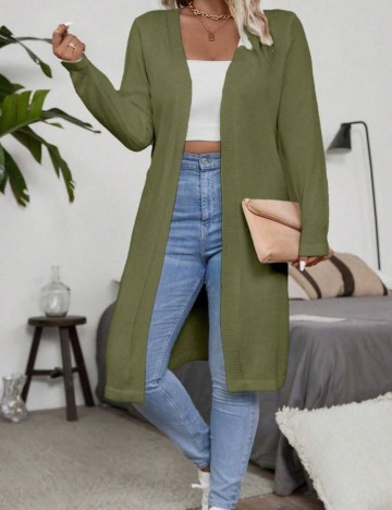 Cardigan lung Shein Curve+, verde