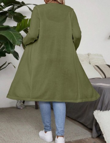 Cardigan lung Shein Curve+, verde