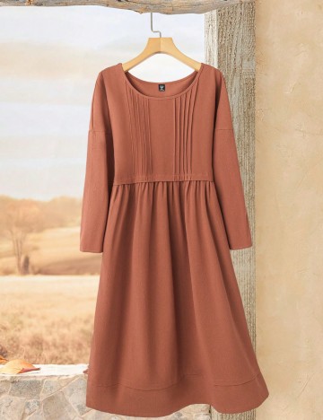 Rochie midi Shein Curve+, cărămiziu