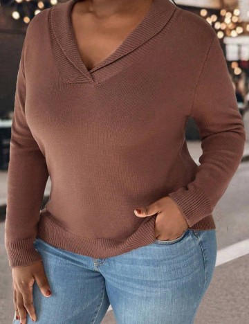 Pulover Shein Curve+, maro