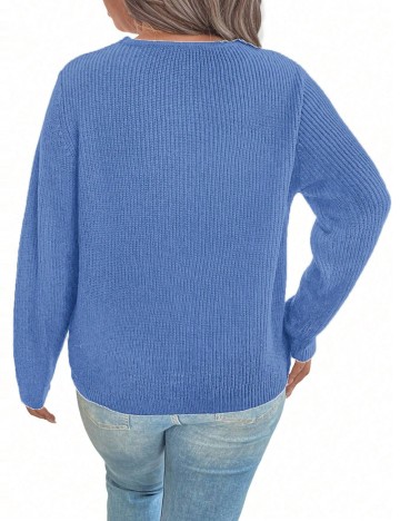 Pulover Shein Curve+, albastru