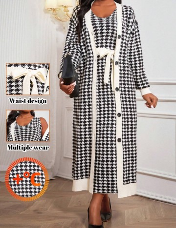 Cardigan lung Shein Curve+, mix culori