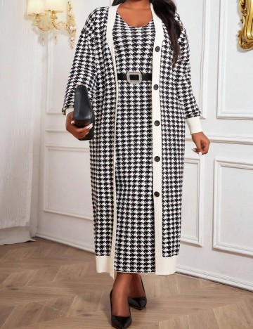 Cardigan lung Shein Curve+, mix culori