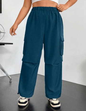 Pantaloni Shein Curve+, turcoaz