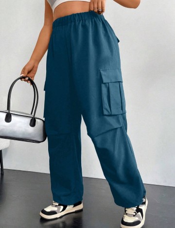 Pantaloni Shein Curve+, turcoaz