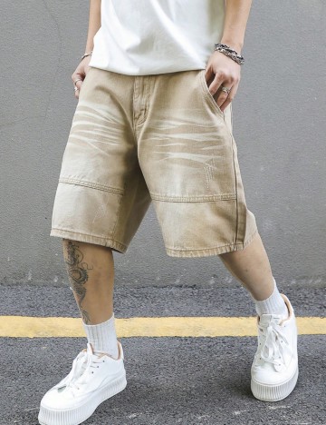 Pantaloni scurți de blugi Shein MANFINITY, bej
