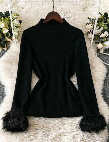 Pulover Shein Curve+, negru