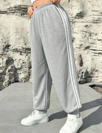 Pantaloni Shein Curve+, gri