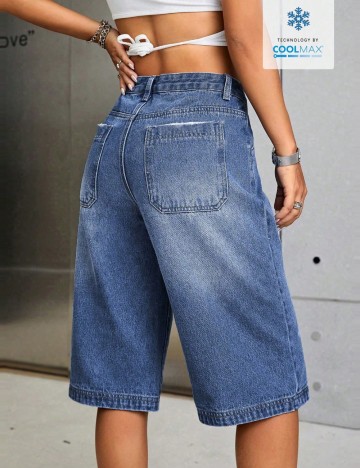Pantaloni scurți de blugi Shein, albastru