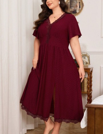 Rochie De Noapte Shein Curve+, vișiniu
