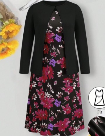 Set rochie și bolero Shein Curve+, mix culori
