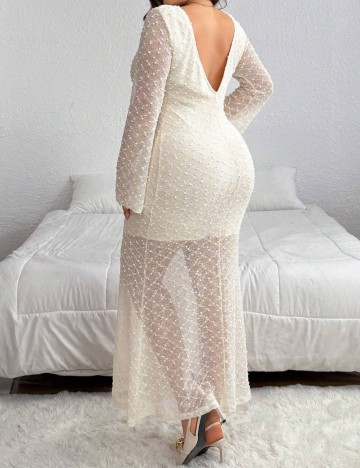 Rochie maxi Shein Curve+, crem