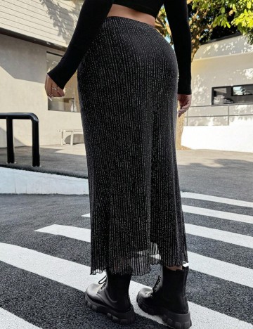 Fustă midi Shein Curve+, negru