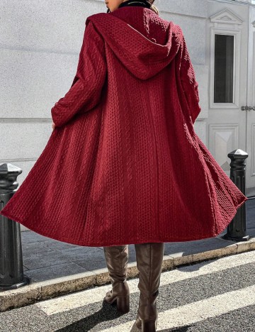 Cardigan lung Shein Curve+, vișiniu
