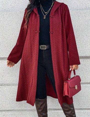 Cardigan lung Shein Curve+, vișiniu