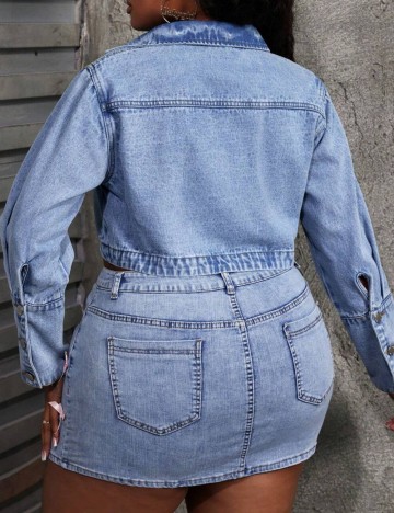Geacă de blugi Shein Curve+, albastru