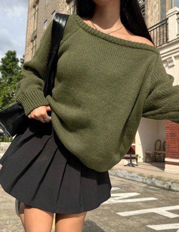 Pulover Shein Curve+, verde