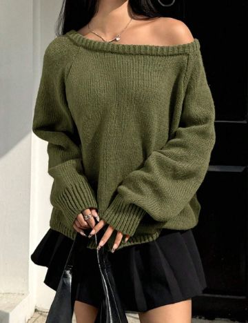Pulover Shein Curve+, verde