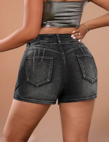 Pantaloni scurți de blugi Shein Curve+, galben