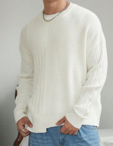 Pulover Shein MANFINITY, crem