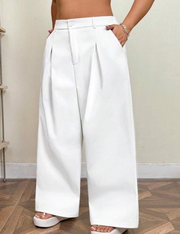 Pantaloni Shein Curve+, alb