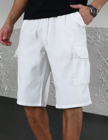 Pantaloni scurți cargo Shein MANFINITY, alb